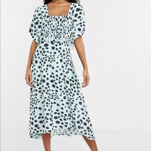 Lost Ink Midi Dress with Shirred Bodice Size 10